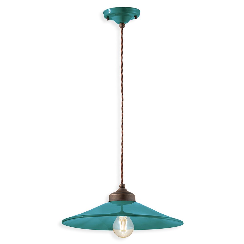 Ferroluce Závěsné retro svítidlo COLORS, Ø 35 cm, 1xE27 Barva: Olivová zelená