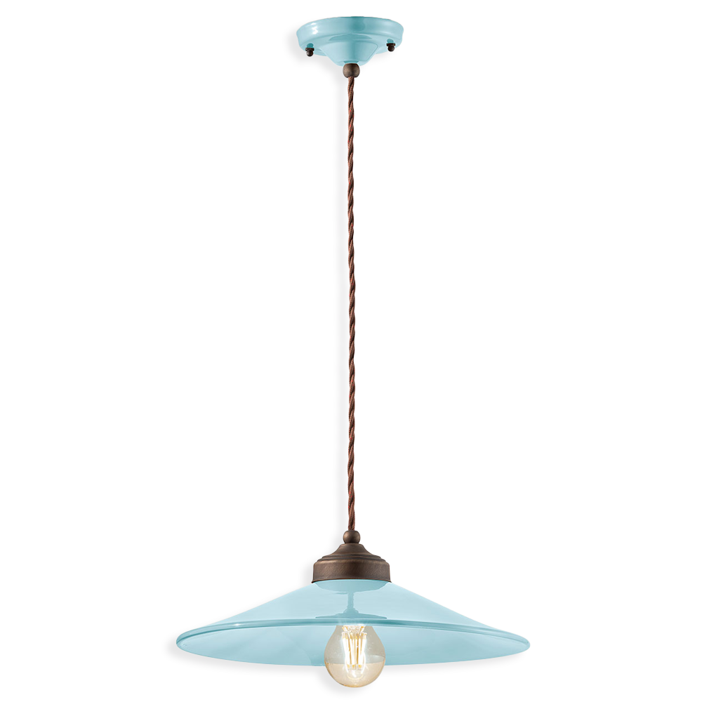Ferroluce Závěsné retro svítidlo COLORS, Ø 35 cm, 1xE27 Barva: Světle modrá