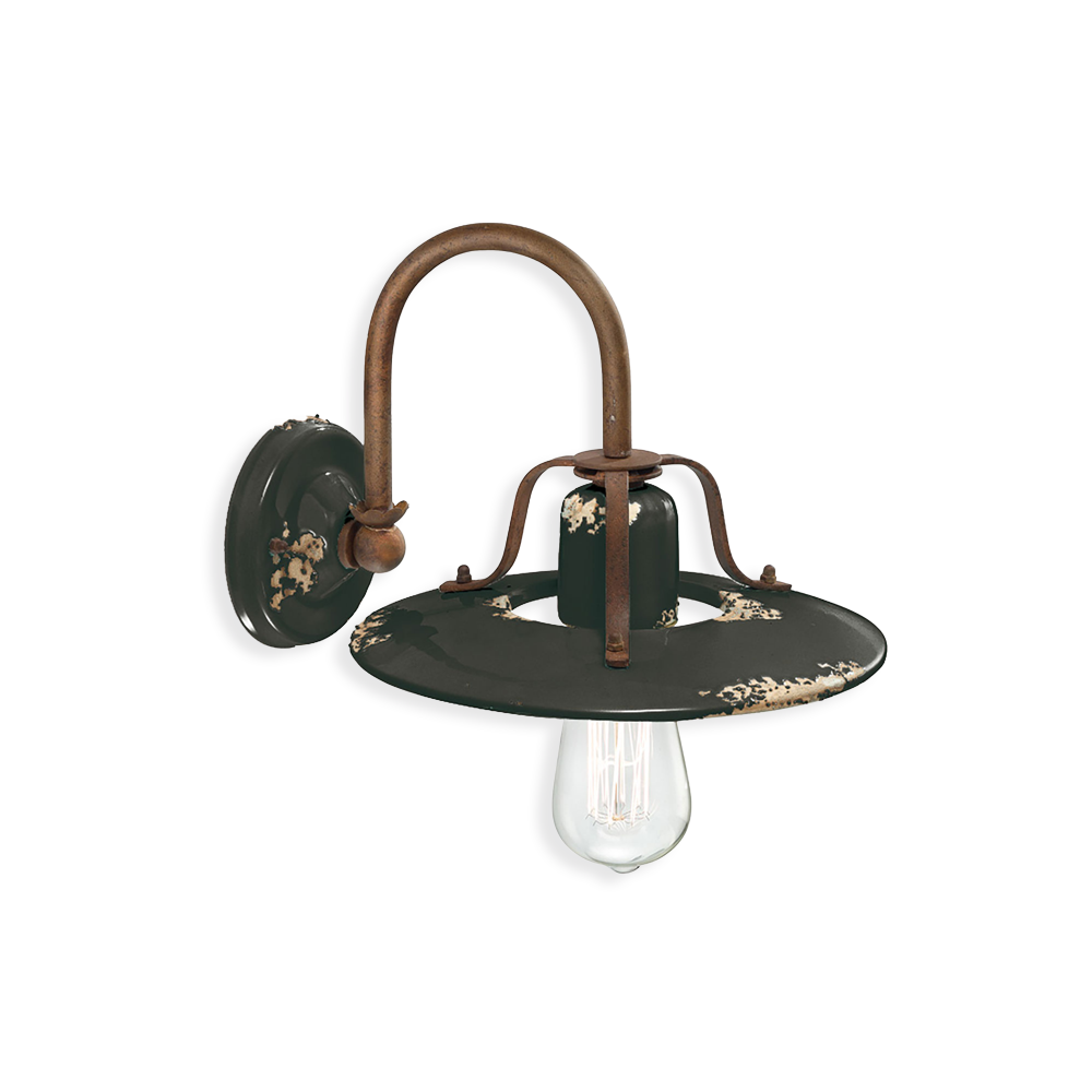 Ferroluce Nástěnné retro svítidlo COUNTRY, š. 30 cm, 1xE27 Barva: Černá