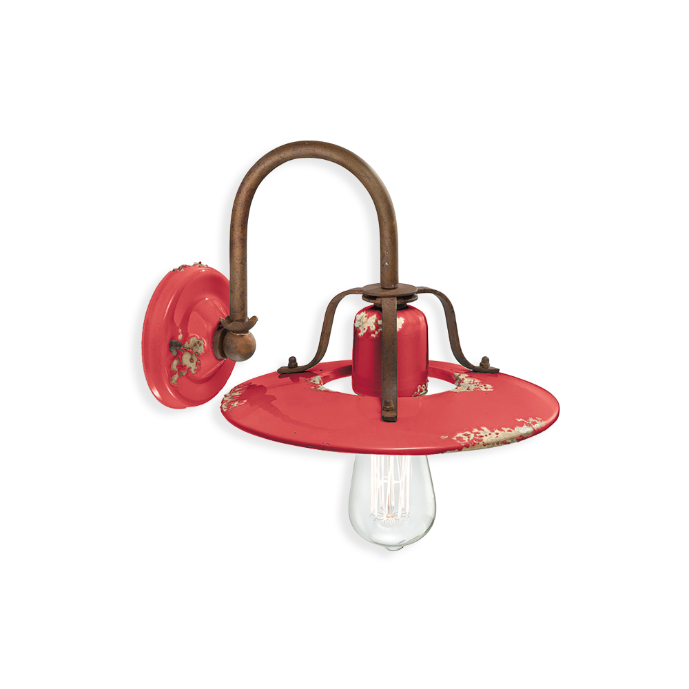 Ferroluce Nástěnné retro svítidlo COUNTRY, š. 30 cm, 1xE27 Barva: Červená
