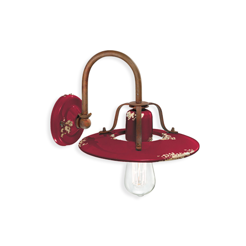 Ferroluce Nástěnné retro svítidlo COUNTRY, š. 30 cm, 1xE27 Barva: Rudá červená