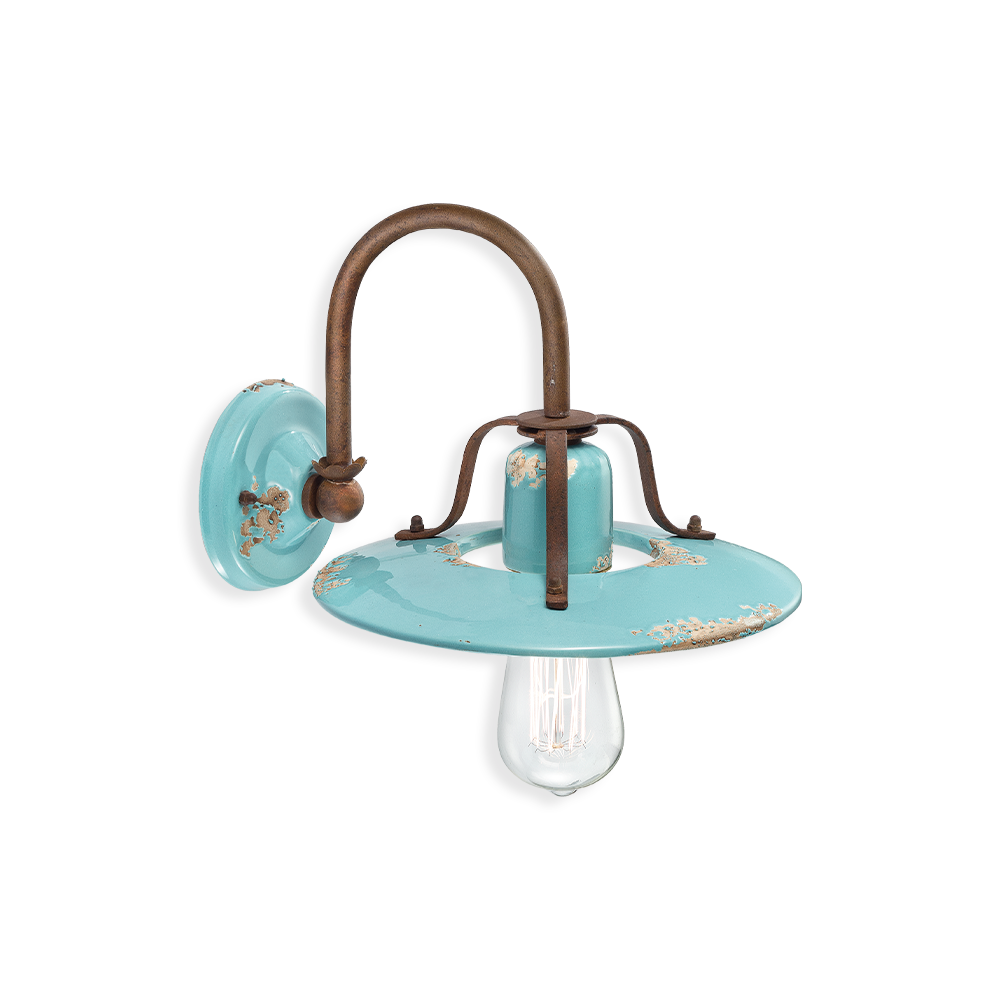 Ferroluce Nástěnné retro svítidlo COUNTRY, š. 30 cm, 1xE27 Barva: Světle modrá