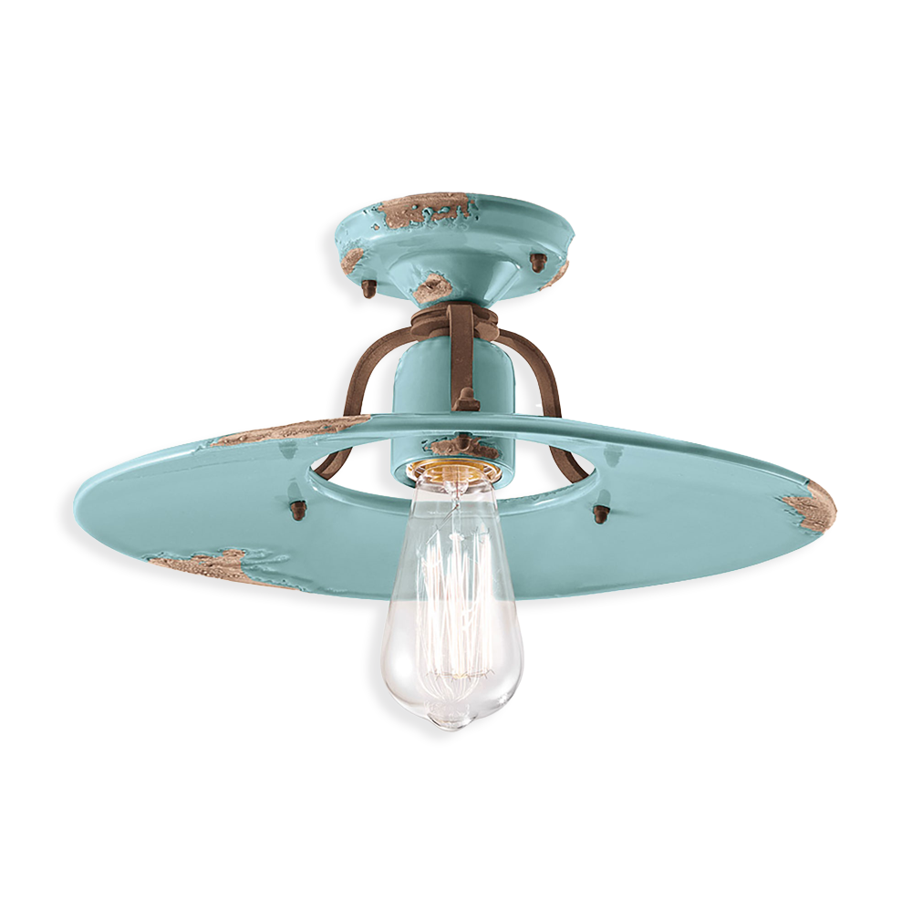 Ferroluce Stropní retro svítidlo COUNTRY, Ø 40 cm, 1xE27 Barva: Světle modrá