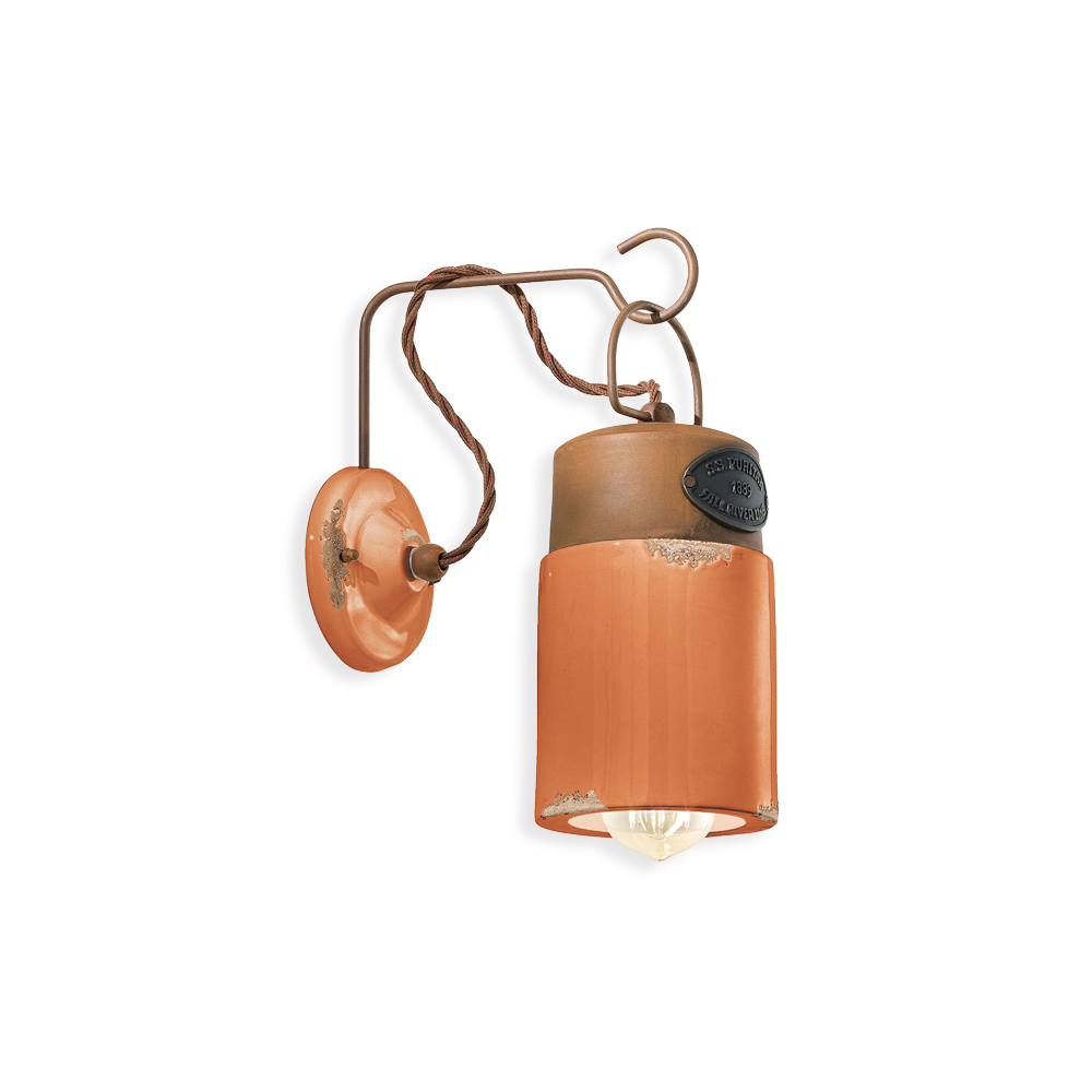 Ferroluce Nástěnné retro svítidlo INDUSTRIAL, v. 33 cm, 1xE27 Barva: Oranžová