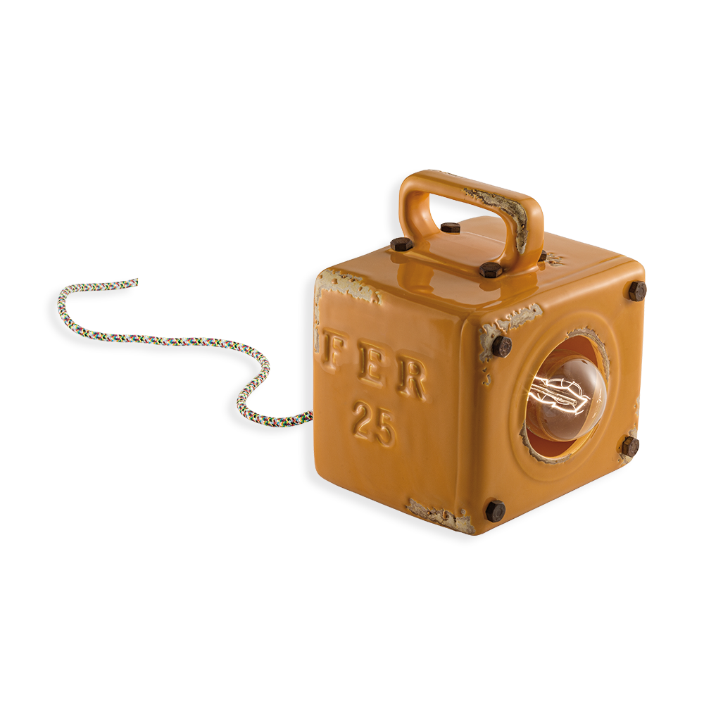 Ferroluce Retro stolní lampa INDUSTRIAL, š. 18 cm, 1xE27 Barva: Oranžová