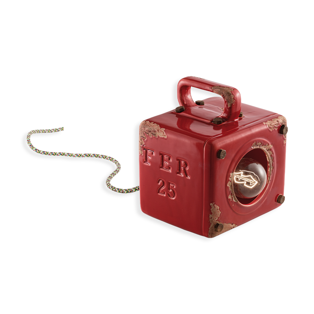 Ferroluce Retro stolní lampa INDUSTRIAL, š. 18 cm, 1xE27 Barva: Červená