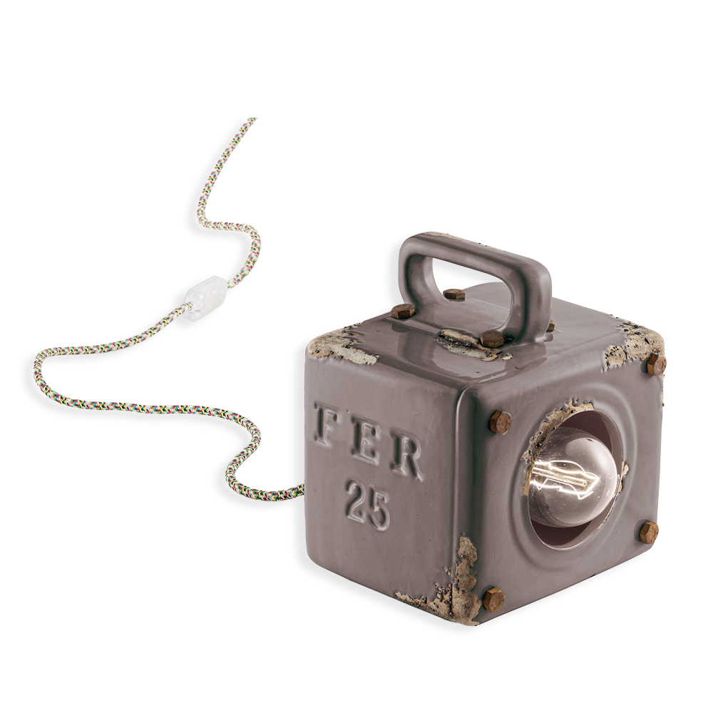 Ferroluce Retro stolní lampa INDUSTRIAL, š. 18 cm, 1xE27 Barva: Šedá