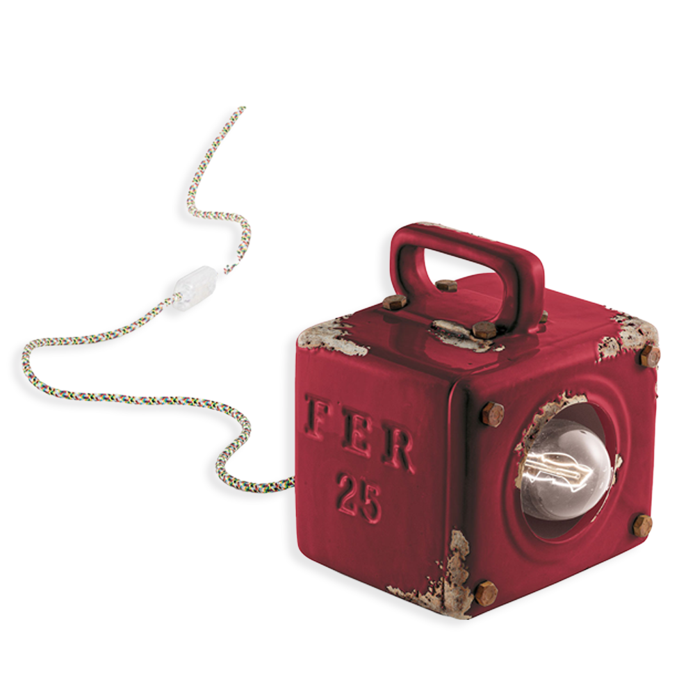 Ferroluce Retro stolní lampa INDUSTRIAL, š. 18 cm, 1xE27 Barva: Rudá červená