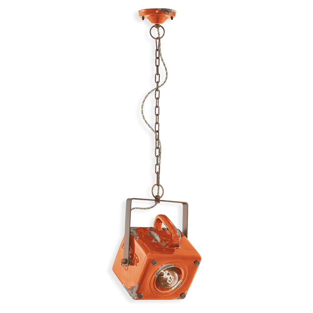 Ferroluce Závěsné retro svítidlo INDUSTRIAL, v. 35 cm, 1xE27 Barva: Oranžová