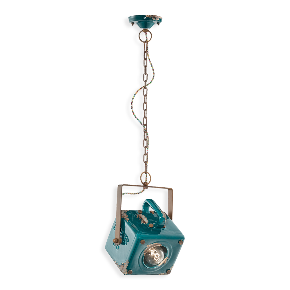 Ferroluce Závěsné retro svítidlo INDUSTRIAL, v. 35 cm, 1xE27 Barva: Olivová zelená