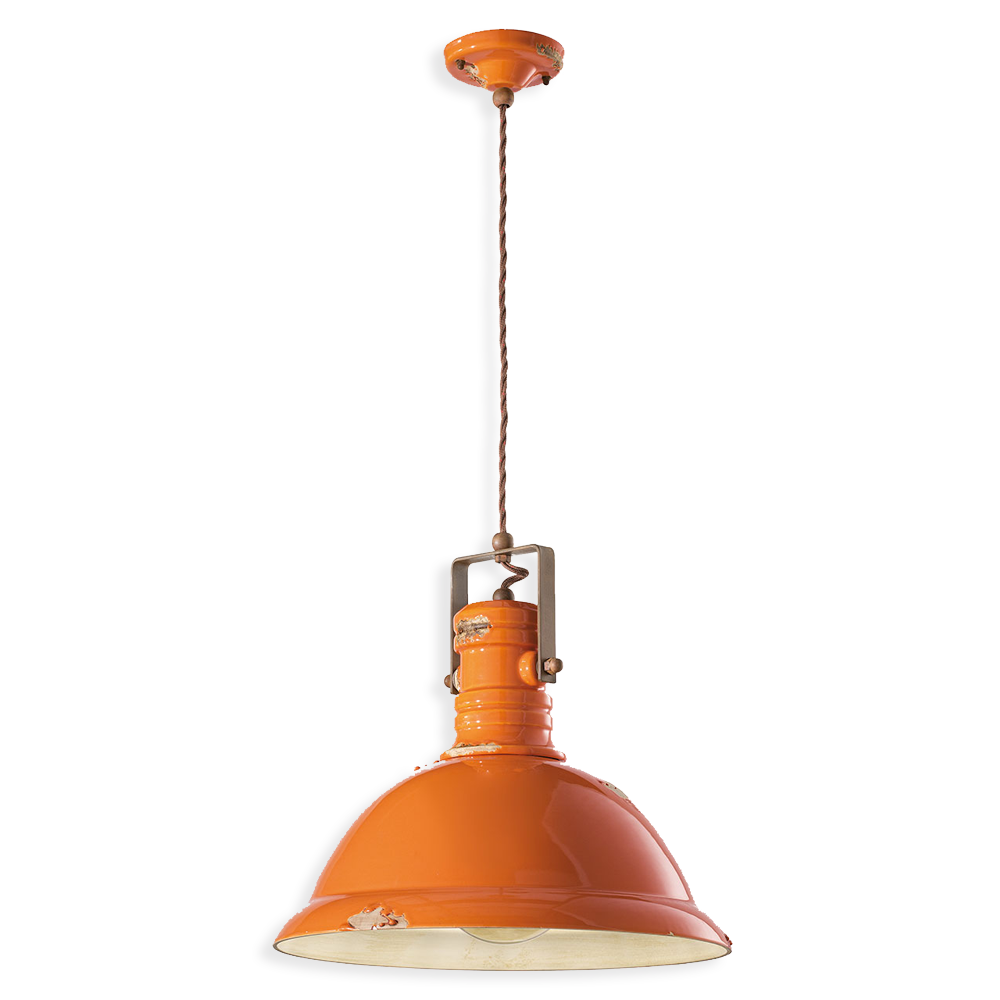 Ferroluce Závěsné retro svítidlo INDUSTRIAL, Ø 40 cm, 1xE27 Barva: Oranžová