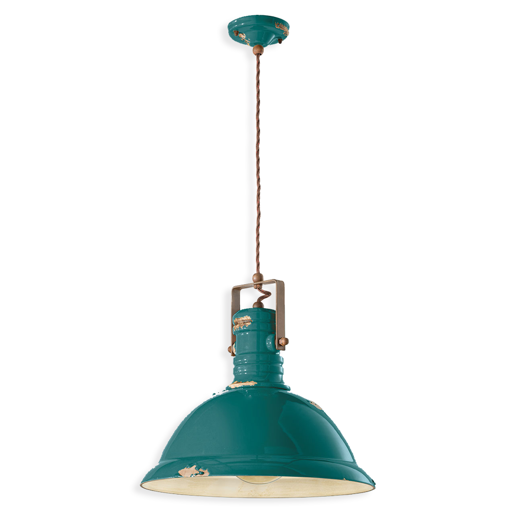 Ferroluce Závěsné retro svítidlo INDUSTRIAL, Ø 40 cm, 1xE27 Barva: Olivová zelená