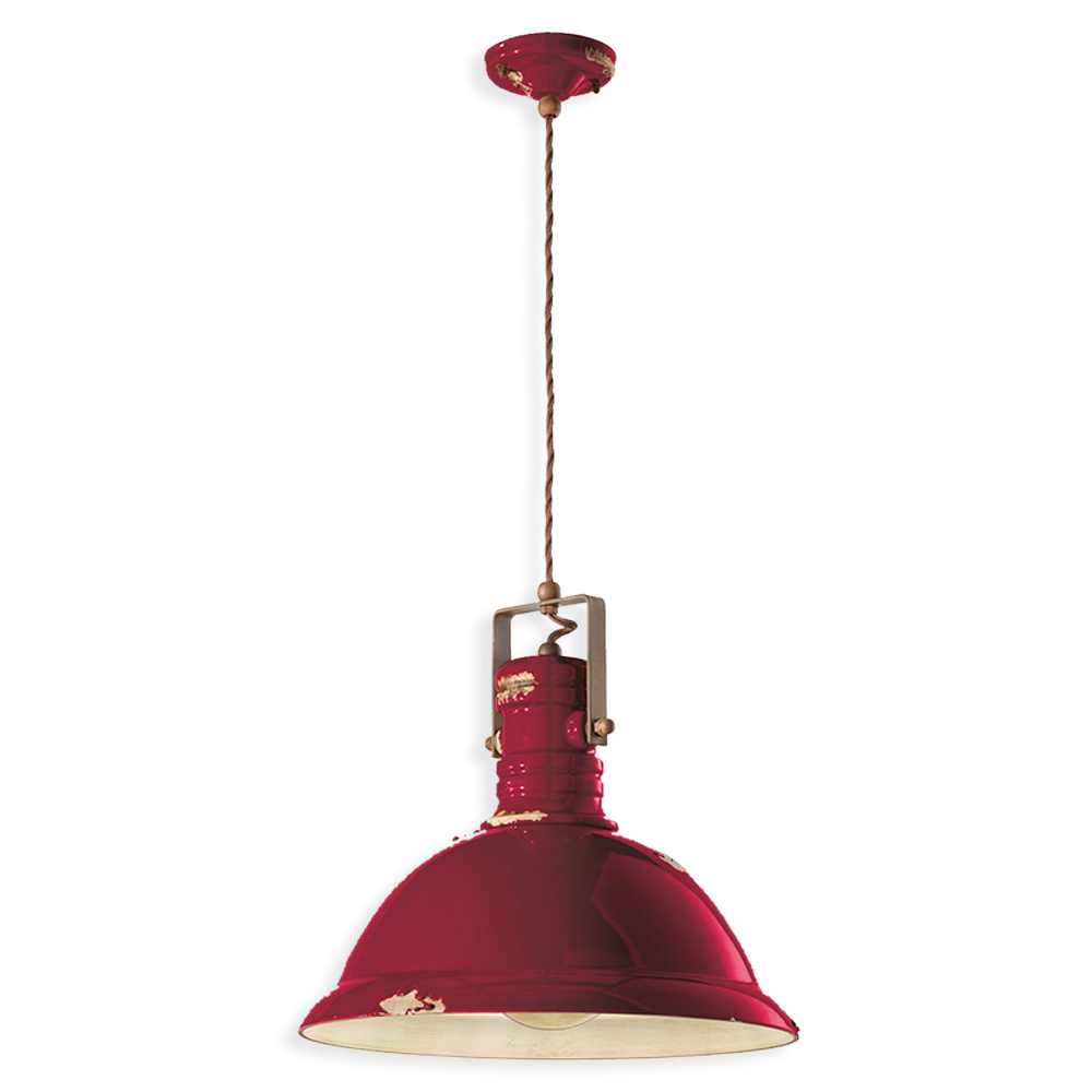 Ferroluce Závěsné retro svítidlo INDUSTRIAL, Ø 40 cm, 1xE27 Barva: Rudá červená