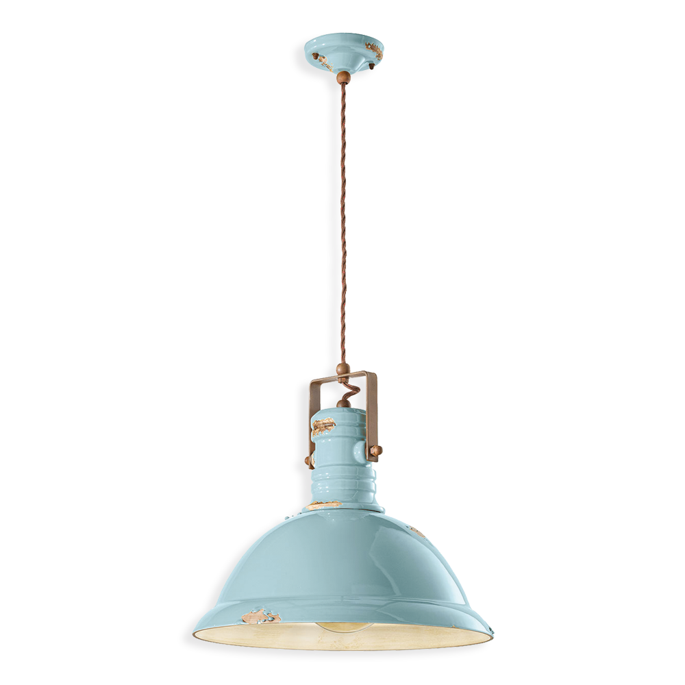 Ferroluce Závěsné retro svítidlo INDUSTRIAL, Ø 40 cm, 1xE27 Barva: Světle modrá