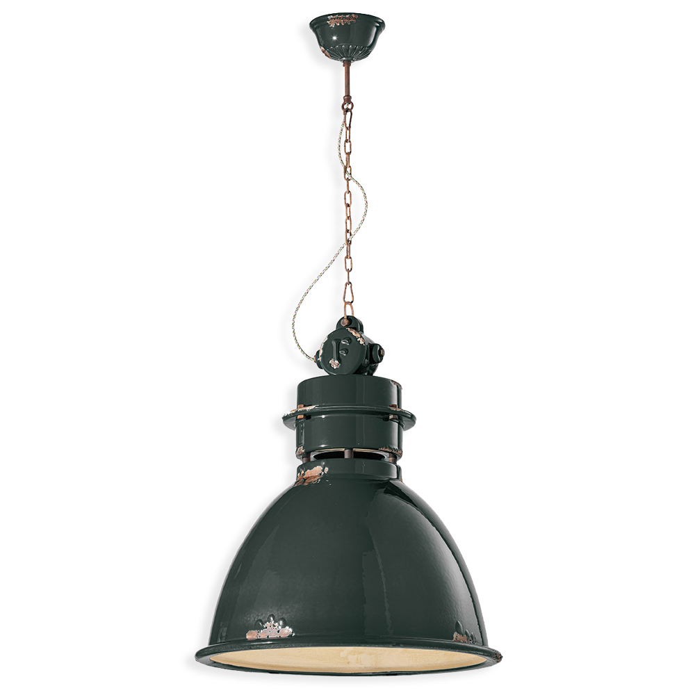 Levně Ferroluce Závěsné vintage svítidlo INDUSTRIAL, Ø 50 cm, 1xE27 Barva: Černá