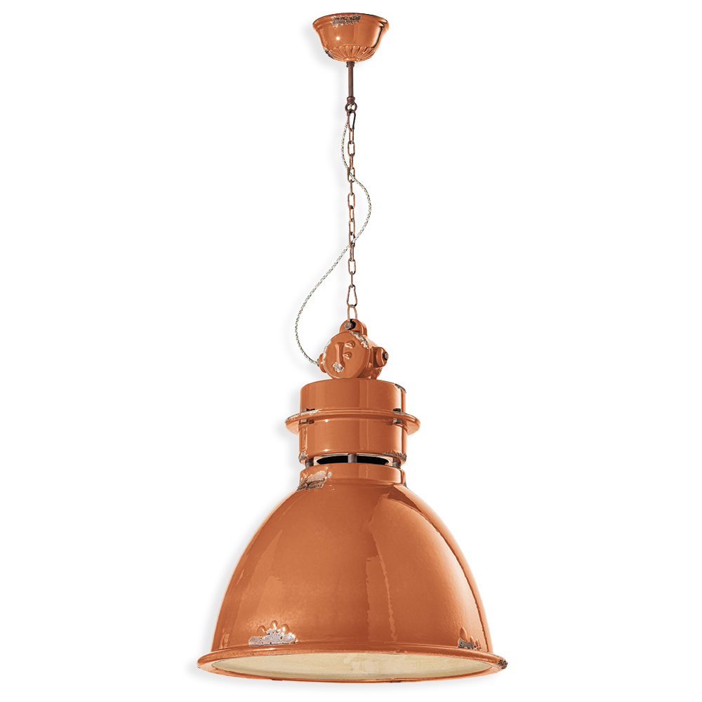Levně Ferroluce Závěsné vintage svítidlo INDUSTRIAL, Ø 50 cm, 1xE27 Barva: Oranžová
