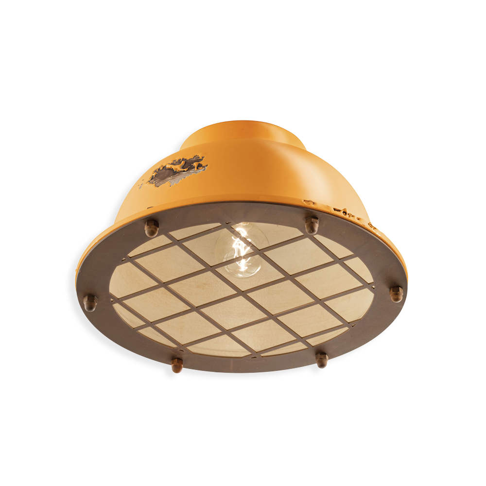 Ferroluce Stropní retro svítidlo INDUSTRIAL, Ø 35 cm, 1xE27 Barva: Žlutá