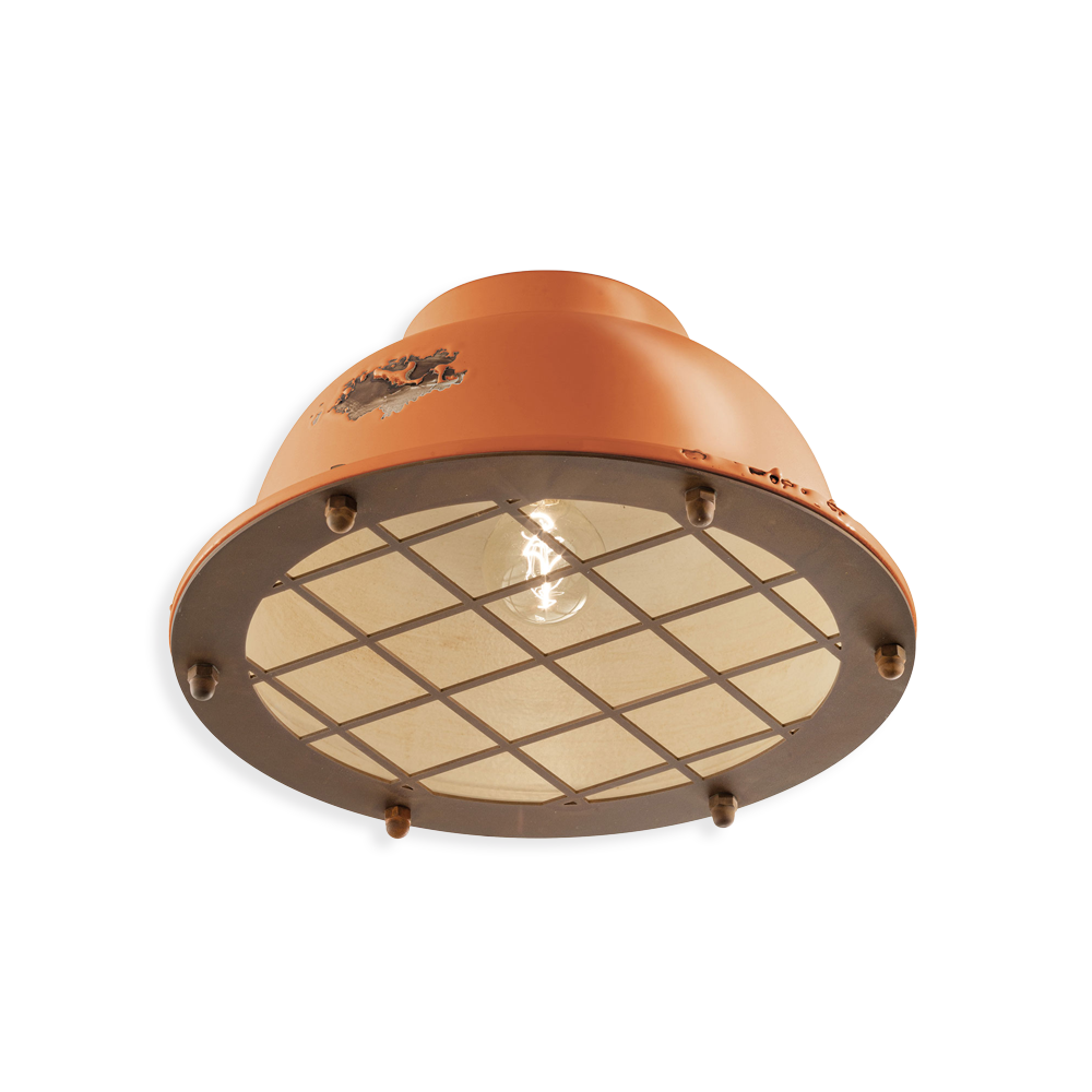 Ferroluce Stropní retro svítidlo INDUSTRIAL, Ø 35 cm, 1xE27 Barva: Oranžová