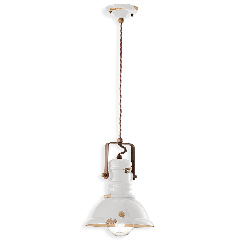 Ferroluce Závěsné retro svítidlo INDUSTRIAL, Ø 23 cm, 1xE27 Barva: Bílá