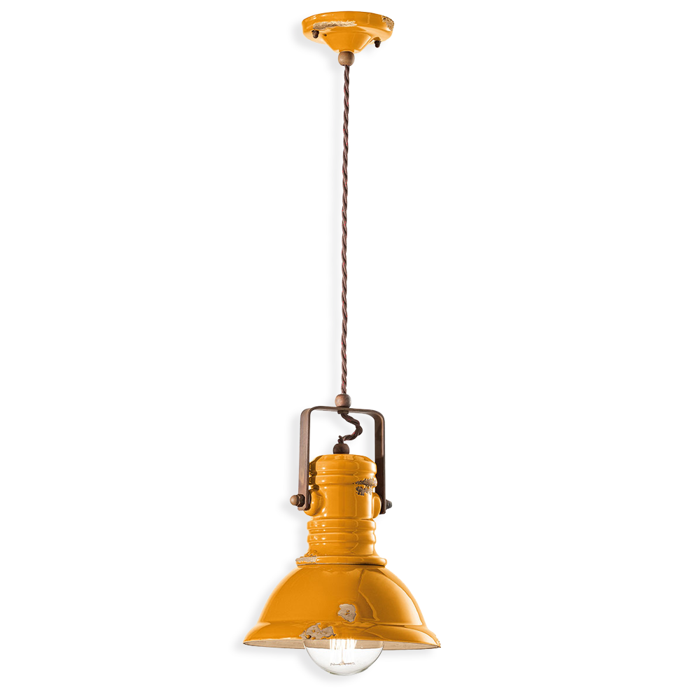 Ferroluce Závěsné retro svítidlo INDUSTRIAL, Ø 23 cm, 1xE27 Barva: Žlutá