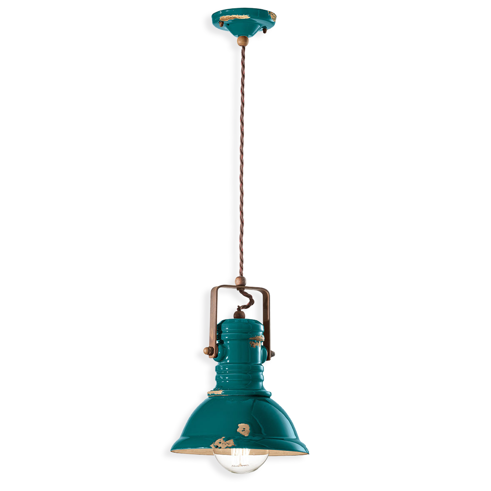Ferroluce Závěsné retro svítidlo INDUSTRIAL, Ø 23 cm, 1xE27 Barva: Olivová zelená