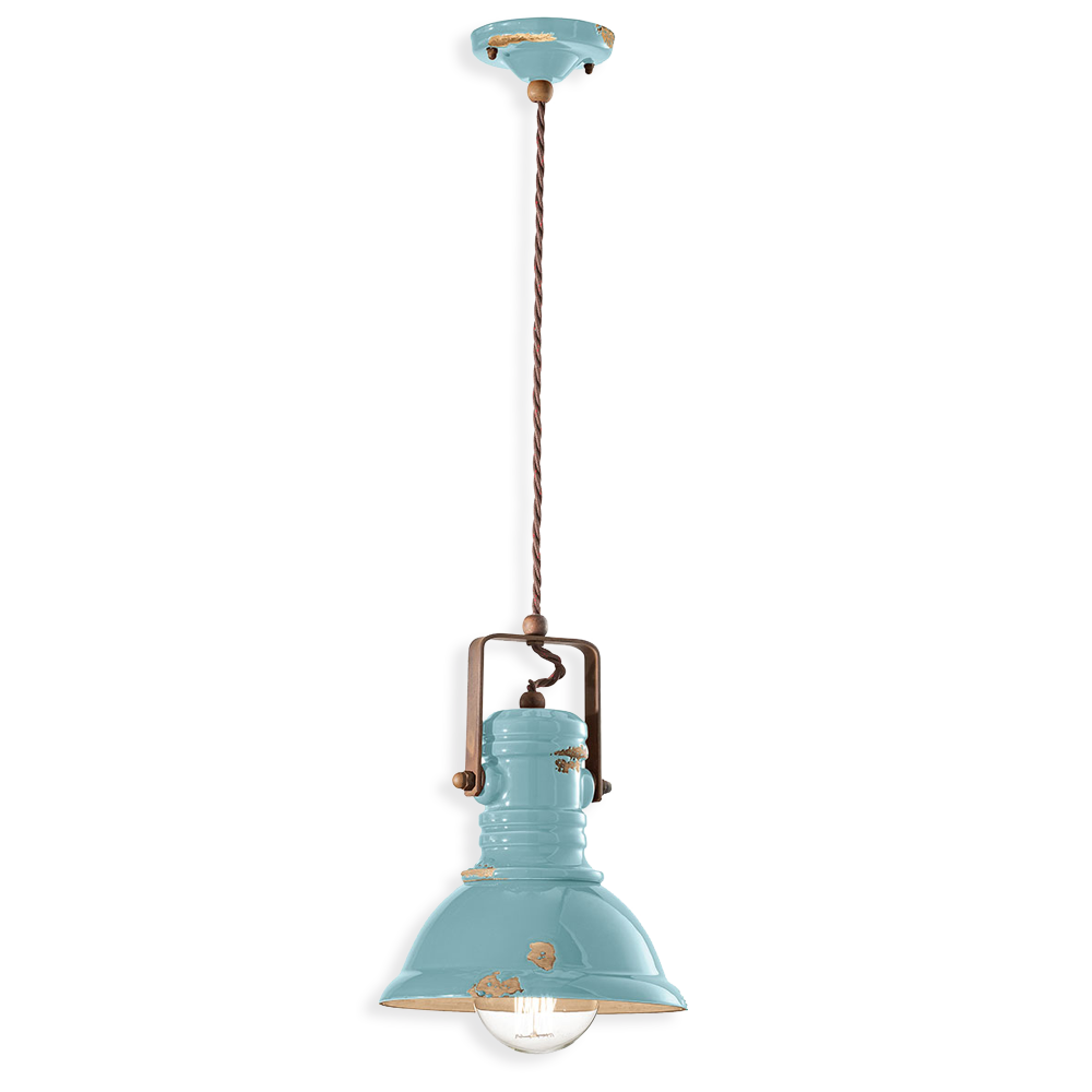 Ferroluce Závěsné retro svítidlo INDUSTRIAL, Ø 23 cm, 1xE27 Barva: Světle modrá