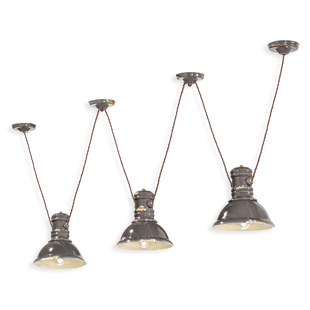 Ferroluce Závěsné retro svítidlo INDUSTRIAL, v. 22 cm, 3xE27 Barva: Šedá