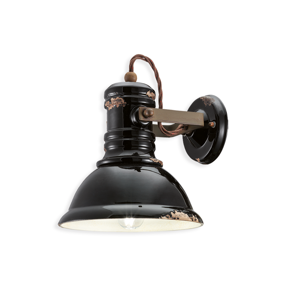 Ferroluce Nástěnné retro svítidlo INDUSTRIAL, v. 24 cm, 1xE27 Barva: Černá
