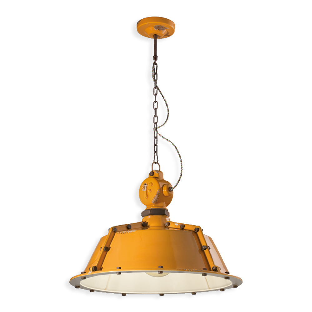 Ferroluce Závěsné retro svítidlo INDUSTRIAL, Ø 52 cm, 1xE27 Barva: Žlutá