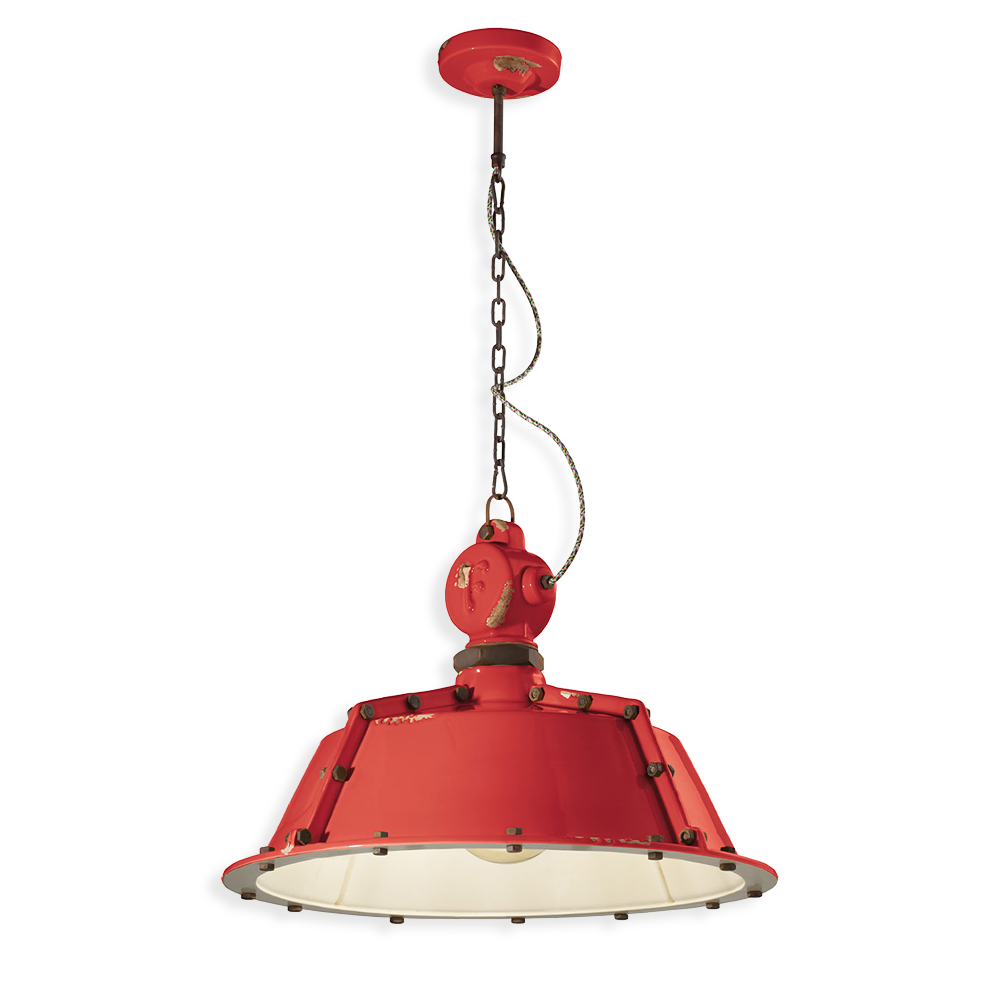 Ferroluce Závěsné retro svítidlo INDUSTRIAL, Ø 52 cm, 1xE27 Barva: Červená