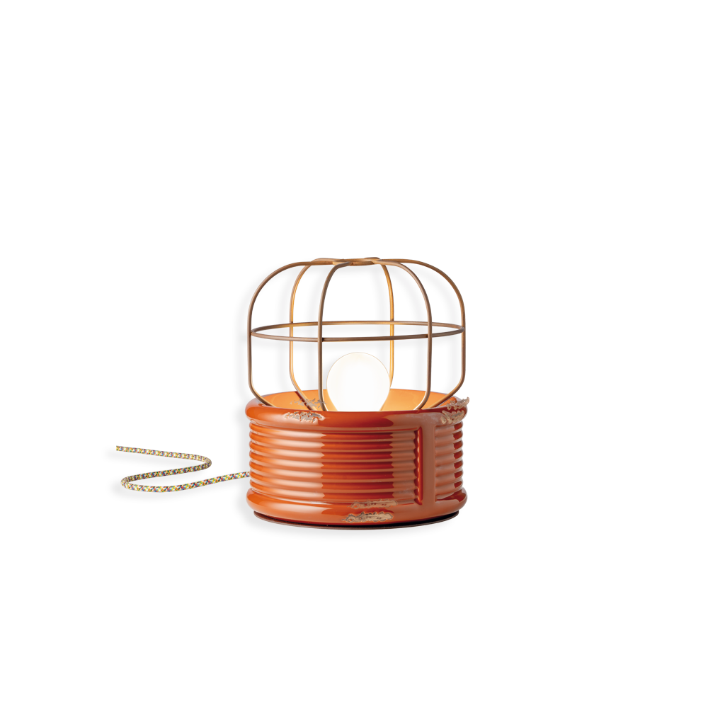 Ferroluce Retro stolní lampa INDUSTRIAL, Ø 21 cm, 1xE27 Barva: Oranžová