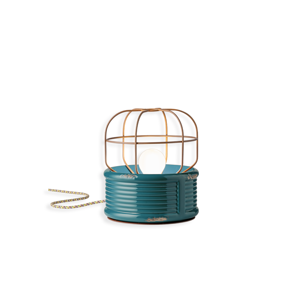 Ferroluce Retro stolní lampa INDUSTRIAL, Ø 21 cm, 1xE27 Barva: Olivová zelená