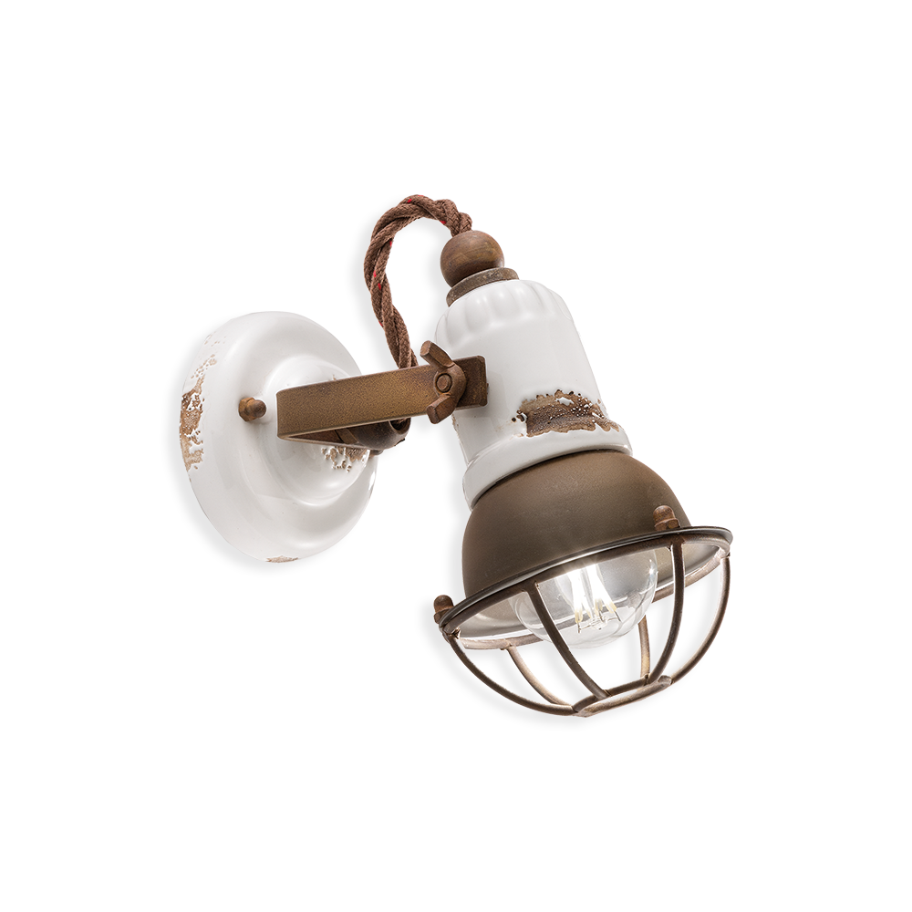Ferroluce Nástěnné retro svítidlo LOFT, š. 19 cm, 1xE14 Barva: Bílá