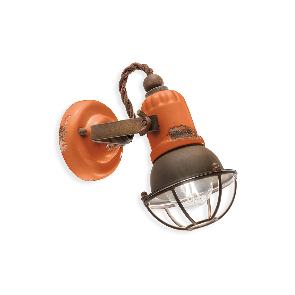 Ferroluce Nástěnné retro svítidlo LOFT, š. 19 cm, 1xE14 Barva: Oranžová