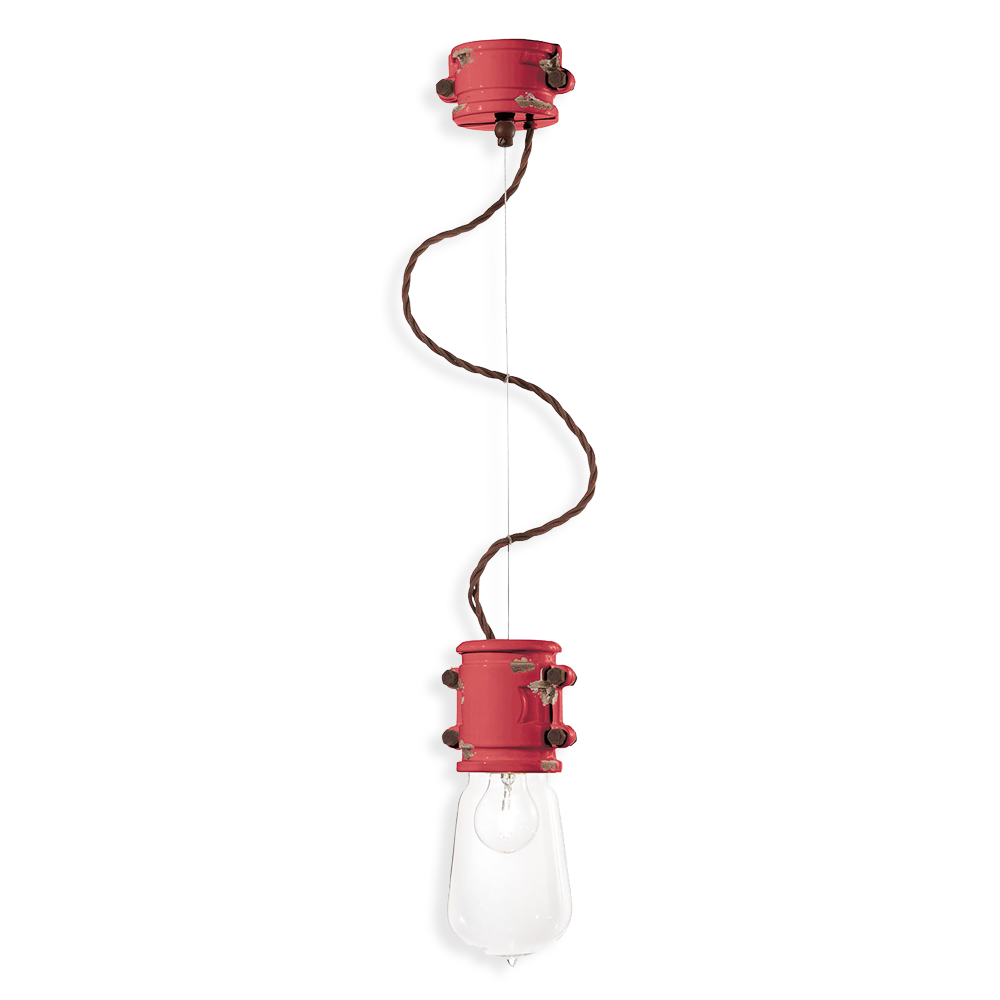 Ferroluce Závěsné retro svítidlo URBAN, v. 26 cm, 1xE27 Barva: Červená