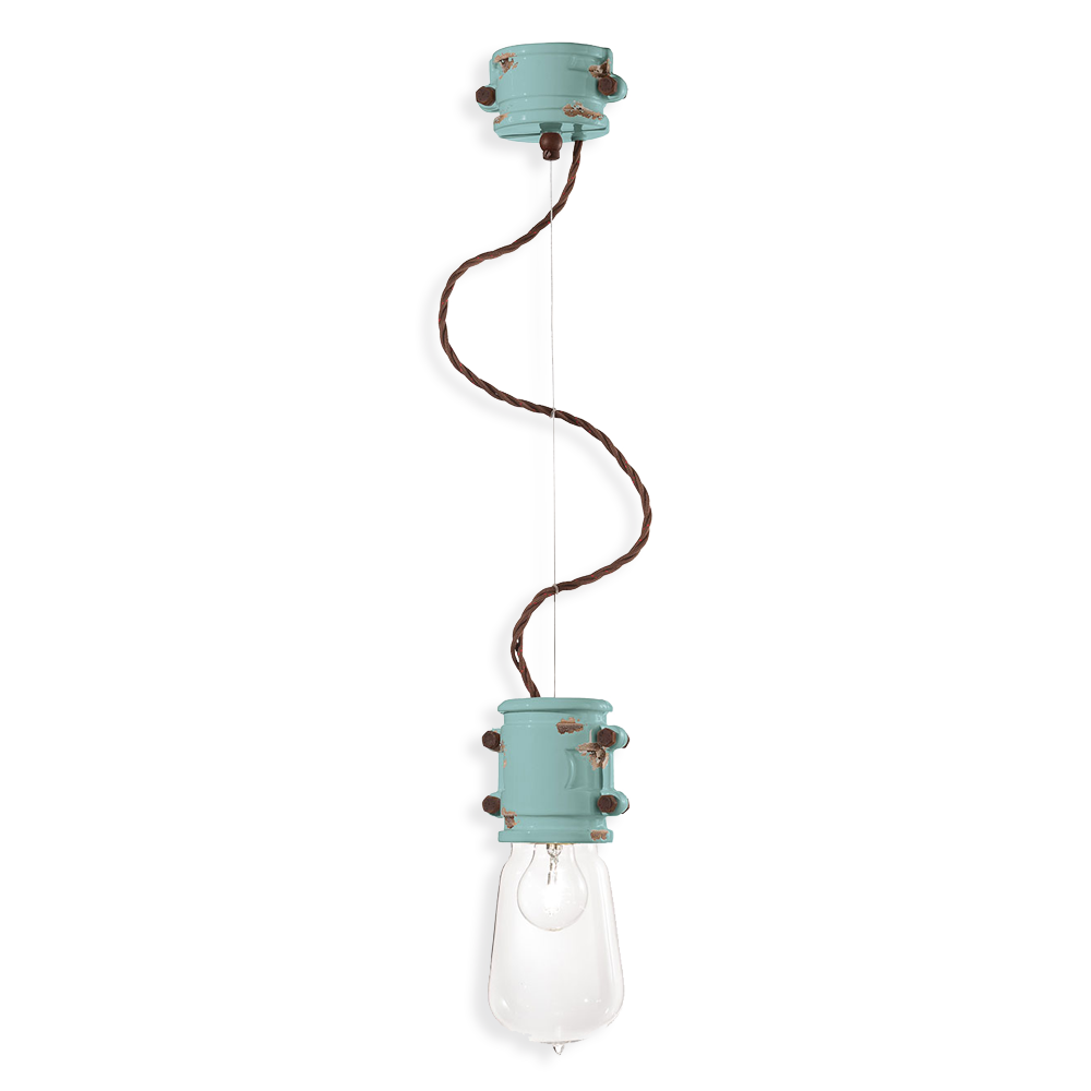 Ferroluce Závěsné retro svítidlo URBAN, v. 26 cm, 1xE27 Barva: Světle modrá