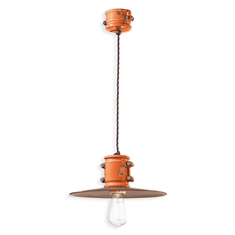 Ferroluce Závěsné retro svítidlo URBAN, Ø 26 cm, 1xE27 Barva: Oranžová
