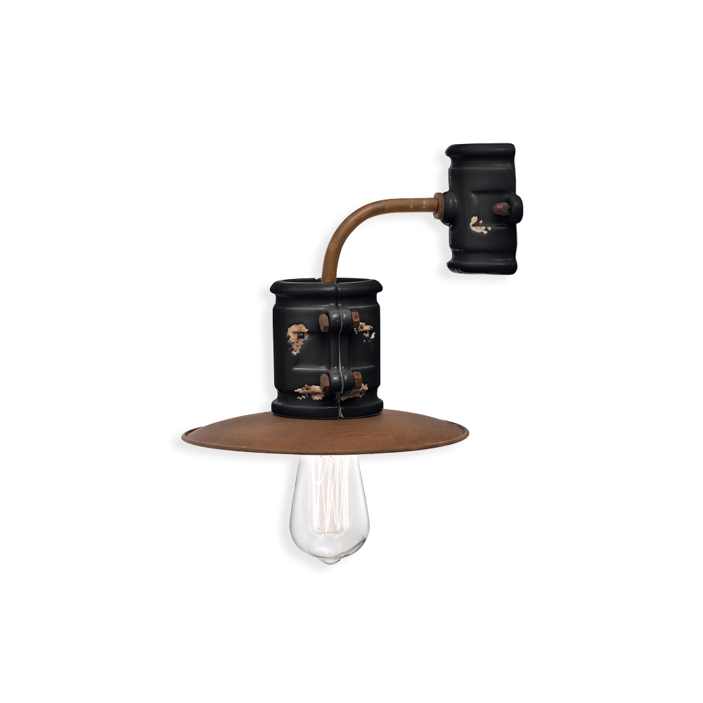 Ferroluce Nástěnné retro svítidlo URBAN, š. 28 cm, 1xE27 Barva: Černá