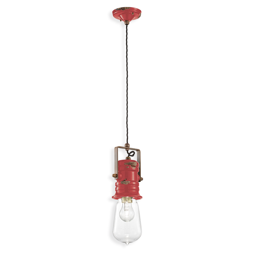 Ferroluce Závěsné retro svítidlo URBAN, v. 37 cm, 1xE27 Barva: Červená
