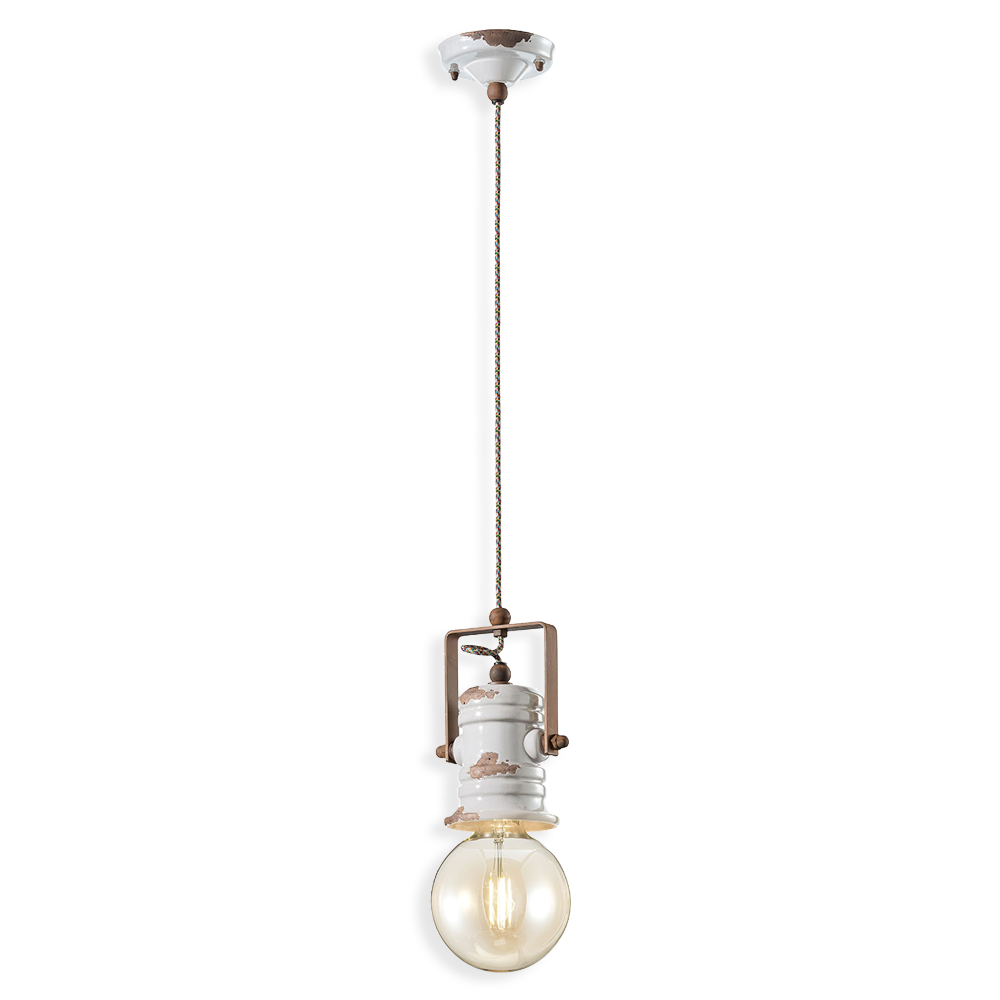 Levně Ferroluce Závěsné vintage svítidlo URBAN, v. 19 cm, 1xE27 Barva: Bílá