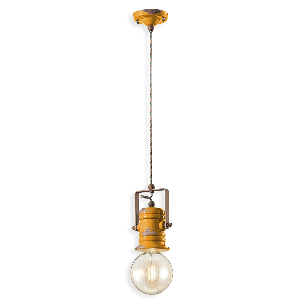 Levně Ferroluce Závěsné vintage svítidlo URBAN, v. 19 cm, 1xE27 Barva: Žlutá