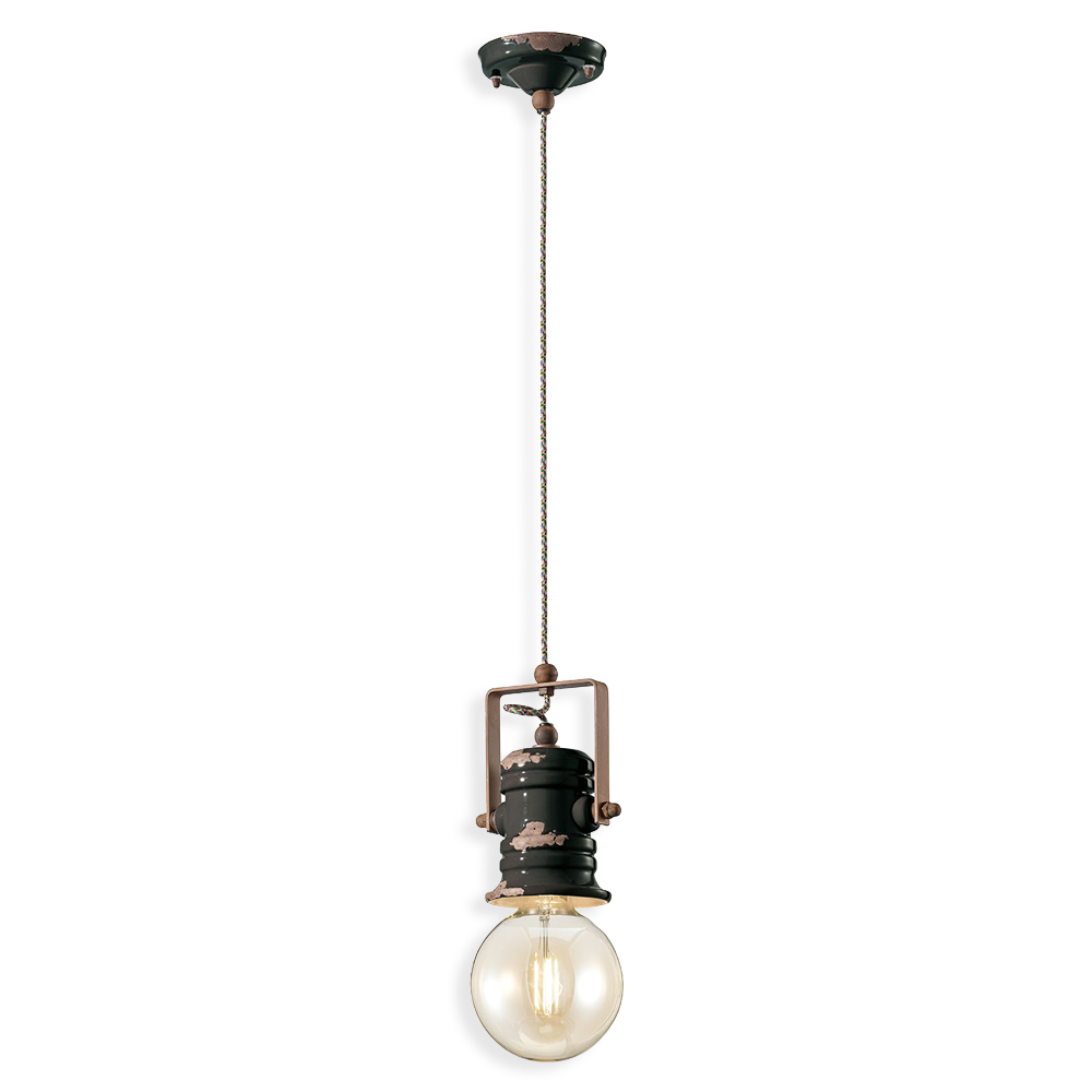 Levně Ferroluce Závěsné vintage svítidlo URBAN, v. 19 cm, 1xE27 Barva: Černá