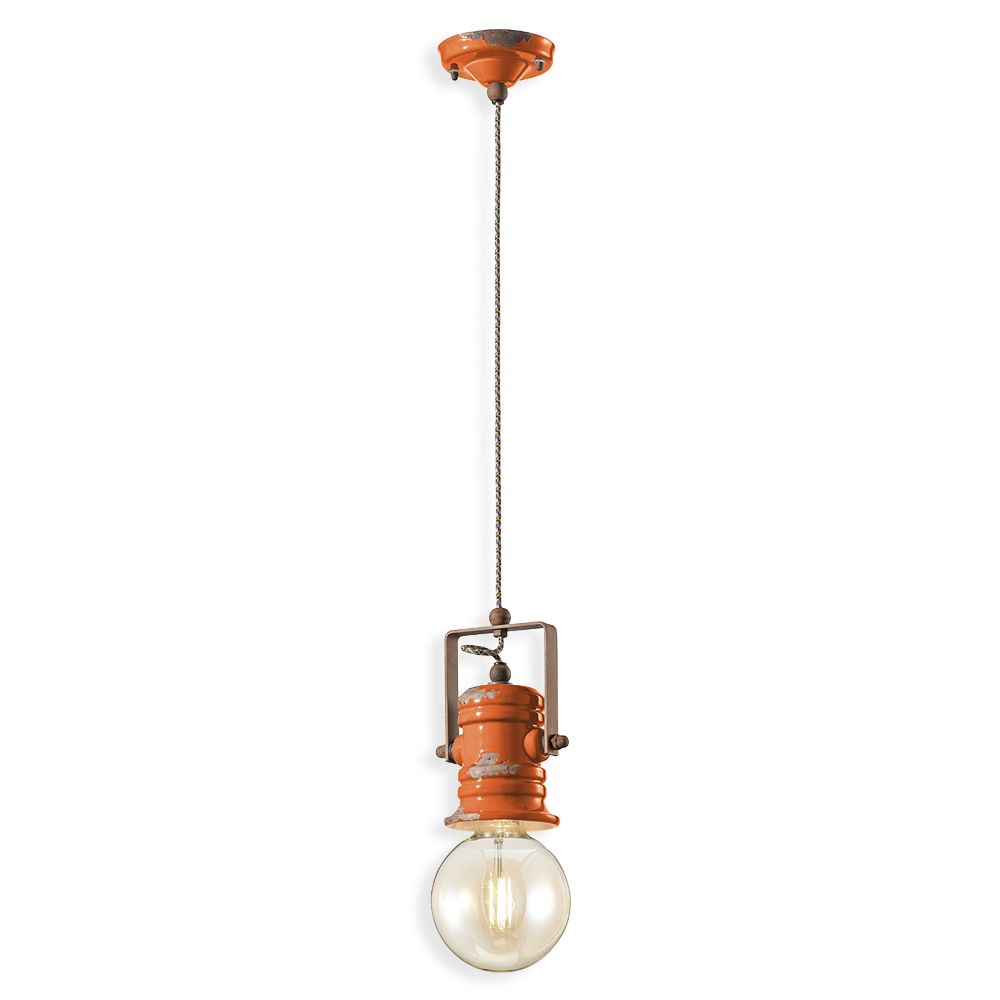 Levně Ferroluce Závěsné vintage svítidlo URBAN, v. 19 cm, 1xE27 Barva: Oranžová