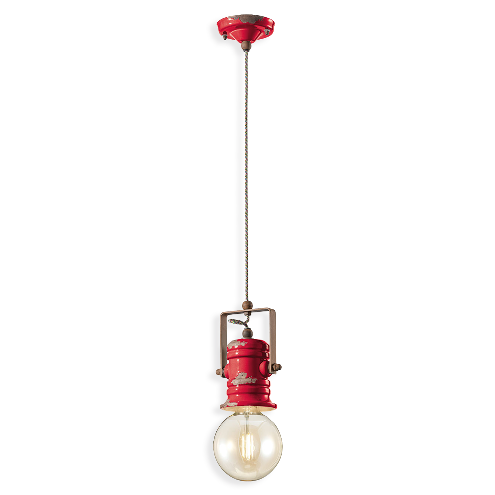 Levně Ferroluce Závěsné vintage svítidlo URBAN, v. 19 cm, 1xE27 Barva: Červená