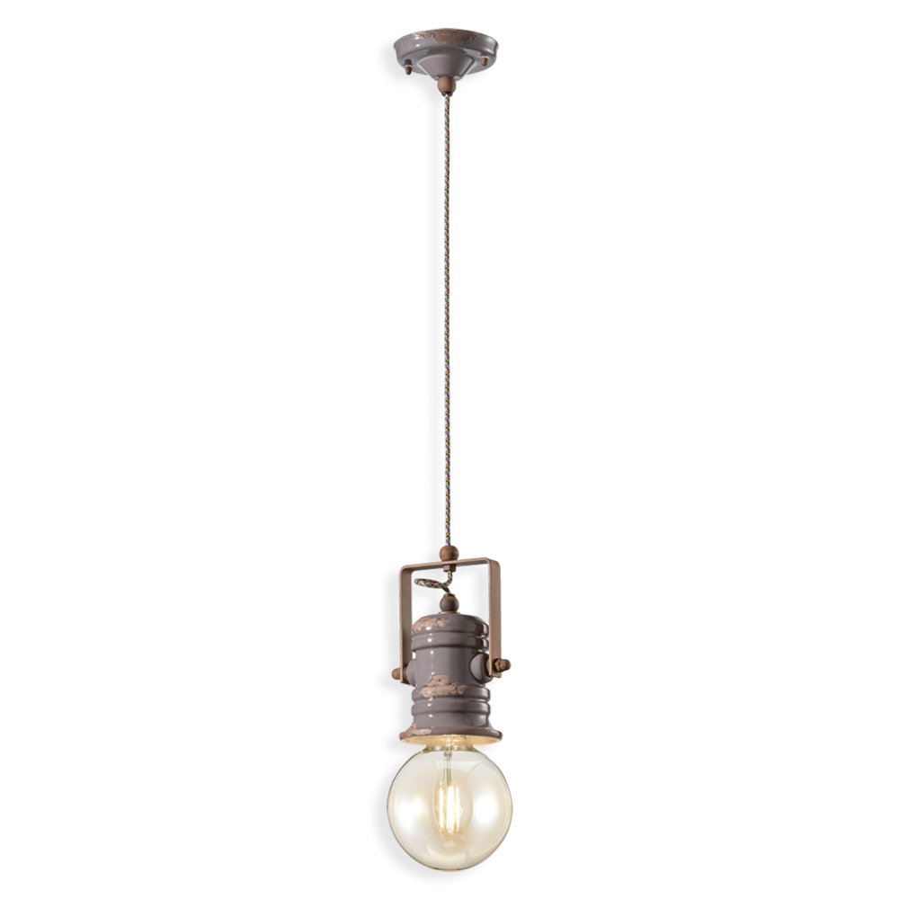 Levně Ferroluce Závěsné vintage svítidlo URBAN, v. 19 cm, 1xE27 Barva: Šedá