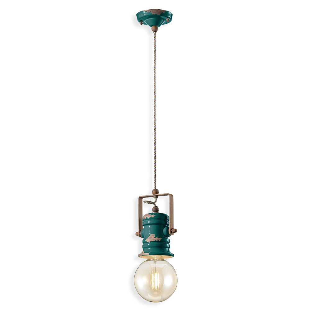 Levně Ferroluce Závěsné vintage svítidlo URBAN, v. 19 cm, 1xE27 Barva: Olivová zelená