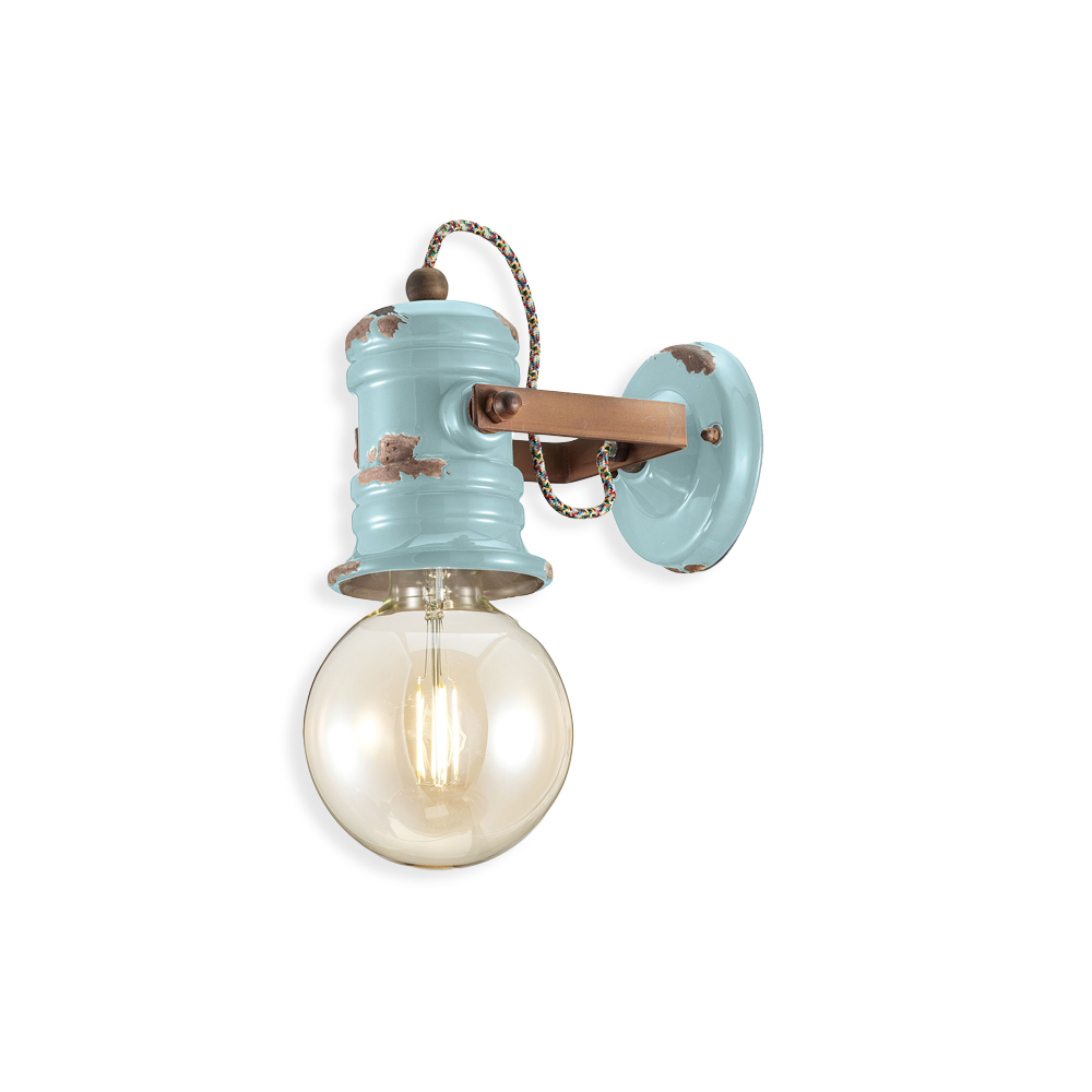 Levně Ferroluce Nástěnné vintage svítidlo URBAN, š. 20 cm, 1xE27 Barva: Světle modrá