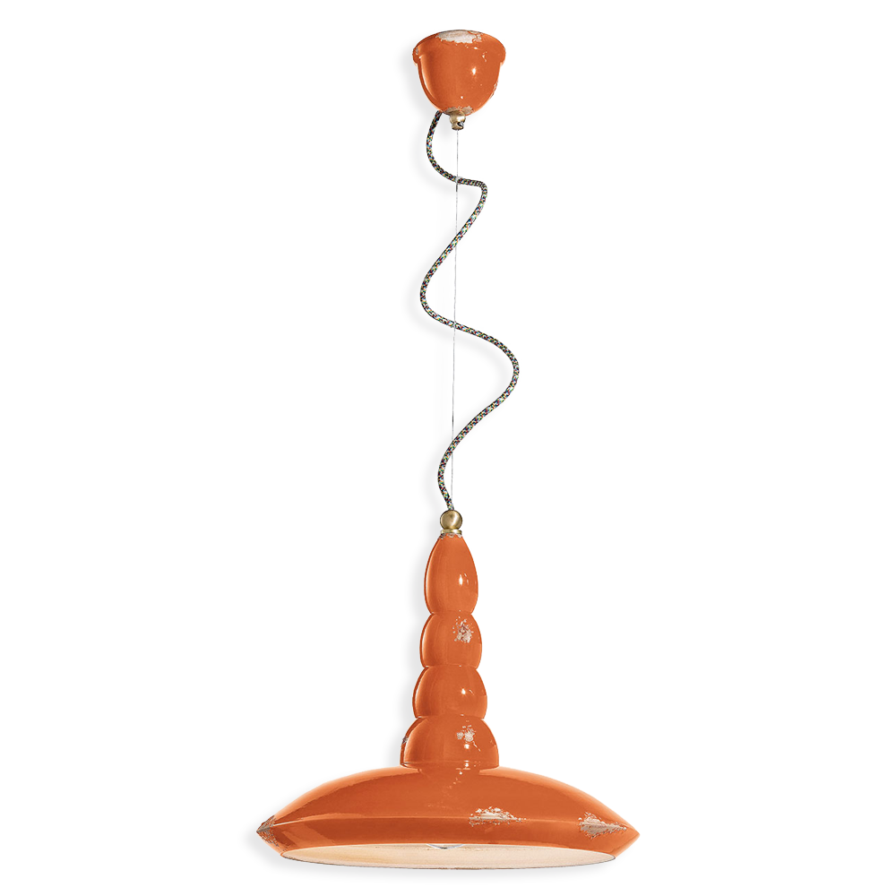 Levně Ferroluce Závěsné retro svítidlo VINTAGE, Ø 40 cm, 1xE27 Barva: Oranžová
