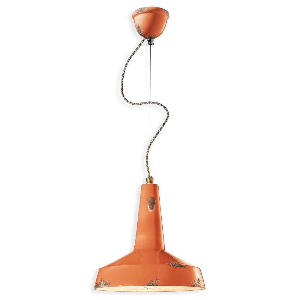 Levně Ferroluce Závěsné retro svítidlo VINTAGE, Ø 35 cm, 1xE27 Barva: Oranžová