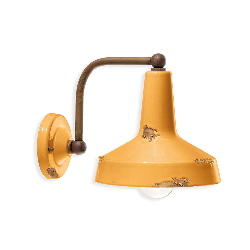 Levně Ferroluce Nástěnné retro svítidlo VINTAGE, š. 28 cm, 1xE27 Barva: Žlutá